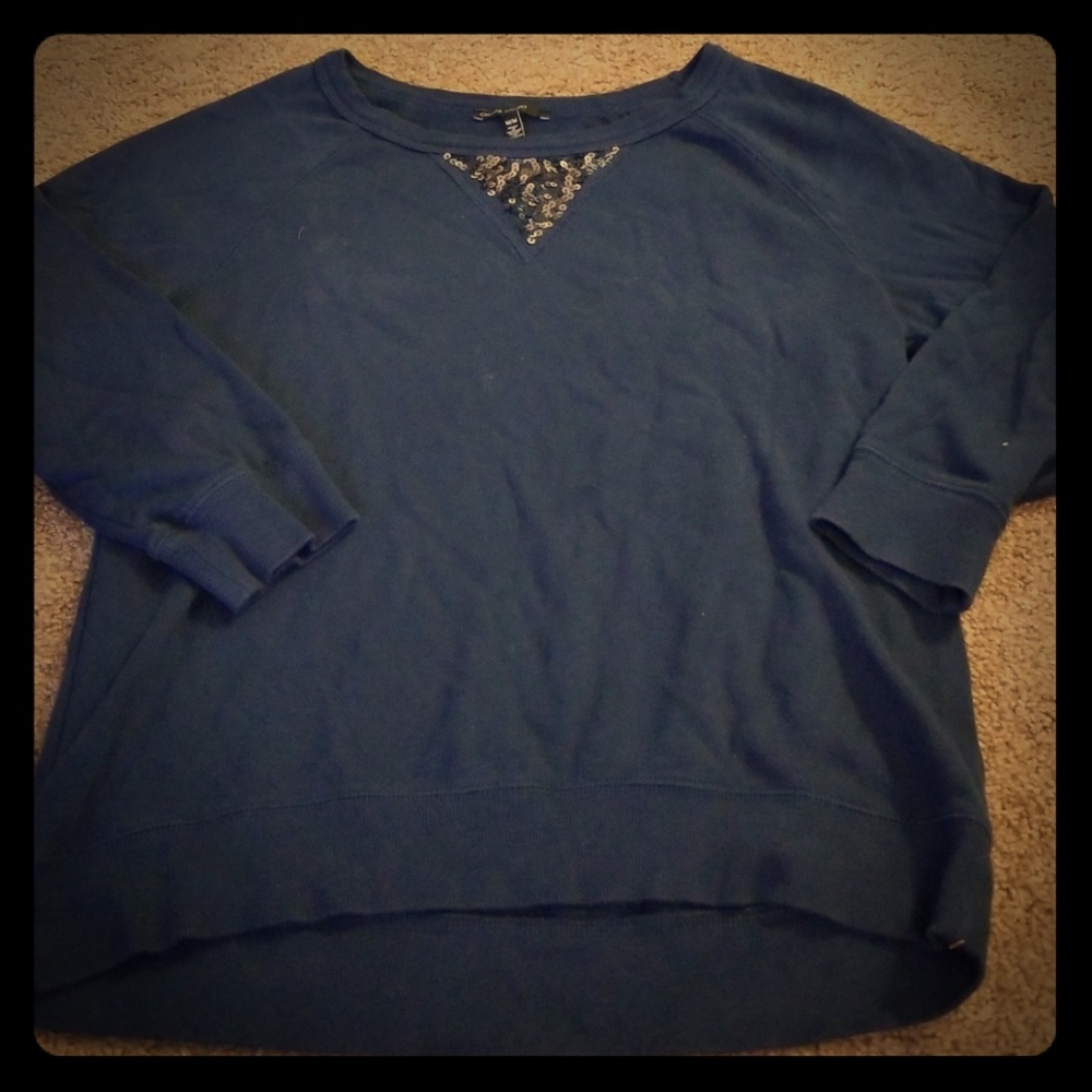 Chaus Sport Navy Sweatshirt w Sequin Size L